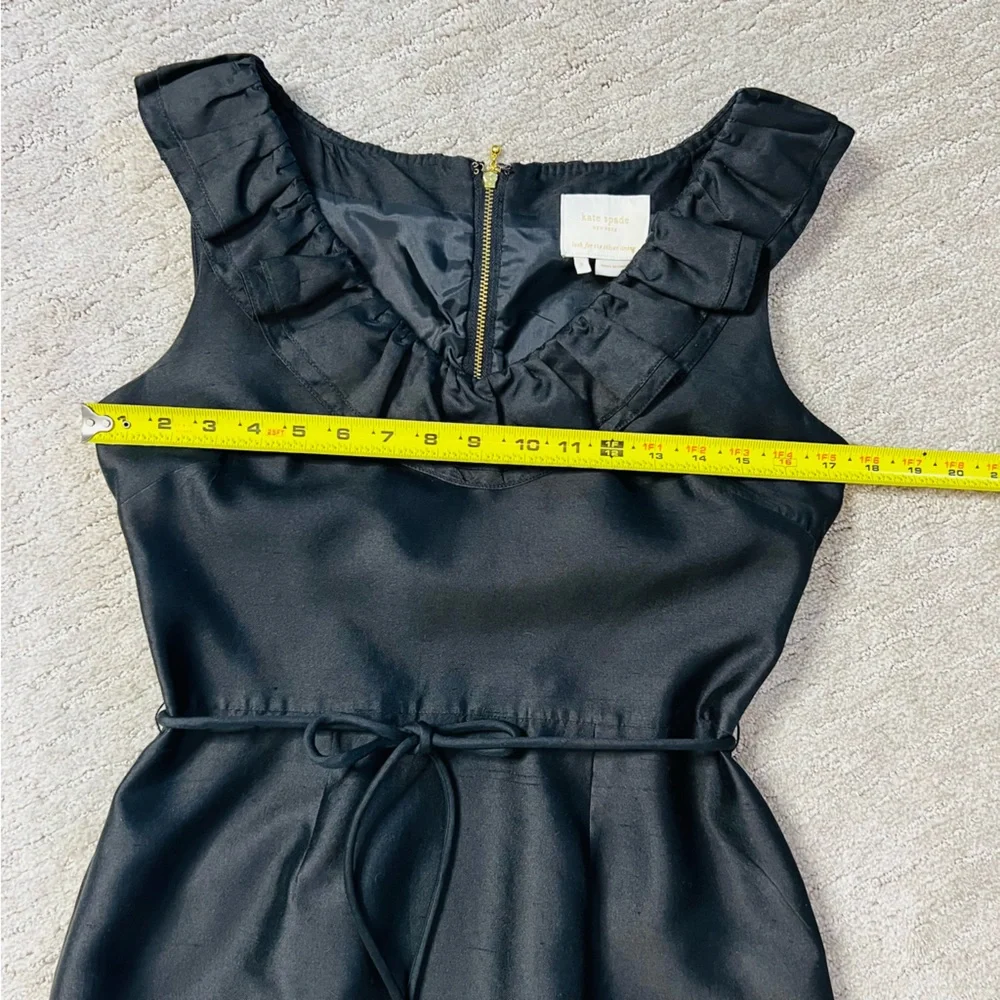 Kate Spade Black Silk with Gold Zipper Structured Cocktail Dress